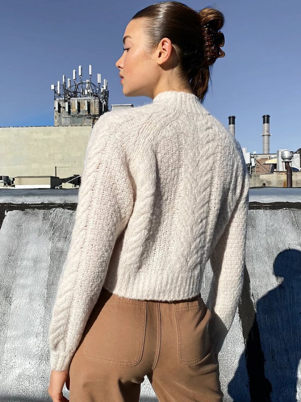 Aritzia Sunday Best Melly Alpaca Wool Cable Knit Sweater – Heather Oatmeal – S